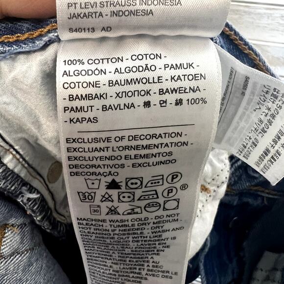 LEVI'S PREMIUM DENIM Women's 30 Wedgie Icon Ankle Jeans Distressed Denim Blue - Picture 13 of 16